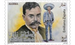 Algerian stamp with Tifinagh script, featuring Emiliano Zapata Algerian stamp with Tifinagh script