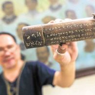 Baybayin Carved on Bamboo Stem Baybayin Carving