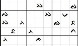 Sudoku using nine letters of the Bugis or Lontara alphabet, courtesy of the British Library Bugis sudoku