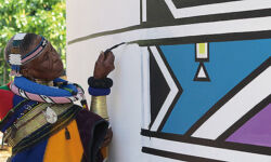 Esther Mahlangu painting Esther Mahlangu