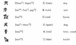 Examples of Characters in Shuishu script Shuishu script