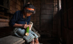 Hanunuo Mangyan Woman Inscribing on Bamboo Hanunoo Mangyan Woman