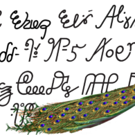 Eskayan Script with Peacock Eskayan Script