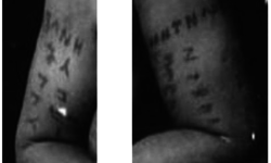 Right (Woleai and Japanese Script) and Left (Woleai Script) arms of Lefaioup, Paramount Chief of Lamotrek Arms of Lefaioup, Paramount Chief of Lamotrek