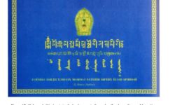 Xylograph of a book cover in Soyombo, Zanabazar Square, Mongolian, and Cyrillic Soyombo Book Cover