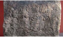 Stone Inscriptions in Tigalari found in a temple at Kodipadi Stone Inscriptions in Tigalari
