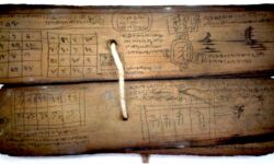 Tantric Palm Leaf Manuscript with Kannada, Nagari, and Tigalari Scripts Tantric Palm Leaf Manuscript