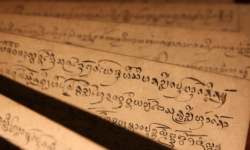 Tham manuscript in the Lanna folklife museum in Chiang Mai. Photo by Ben Mitchell. Tham manuscript