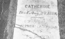 Gravestone from the Lheidli T'enneh graveyard in Fort George Park in Prince George Gravestone